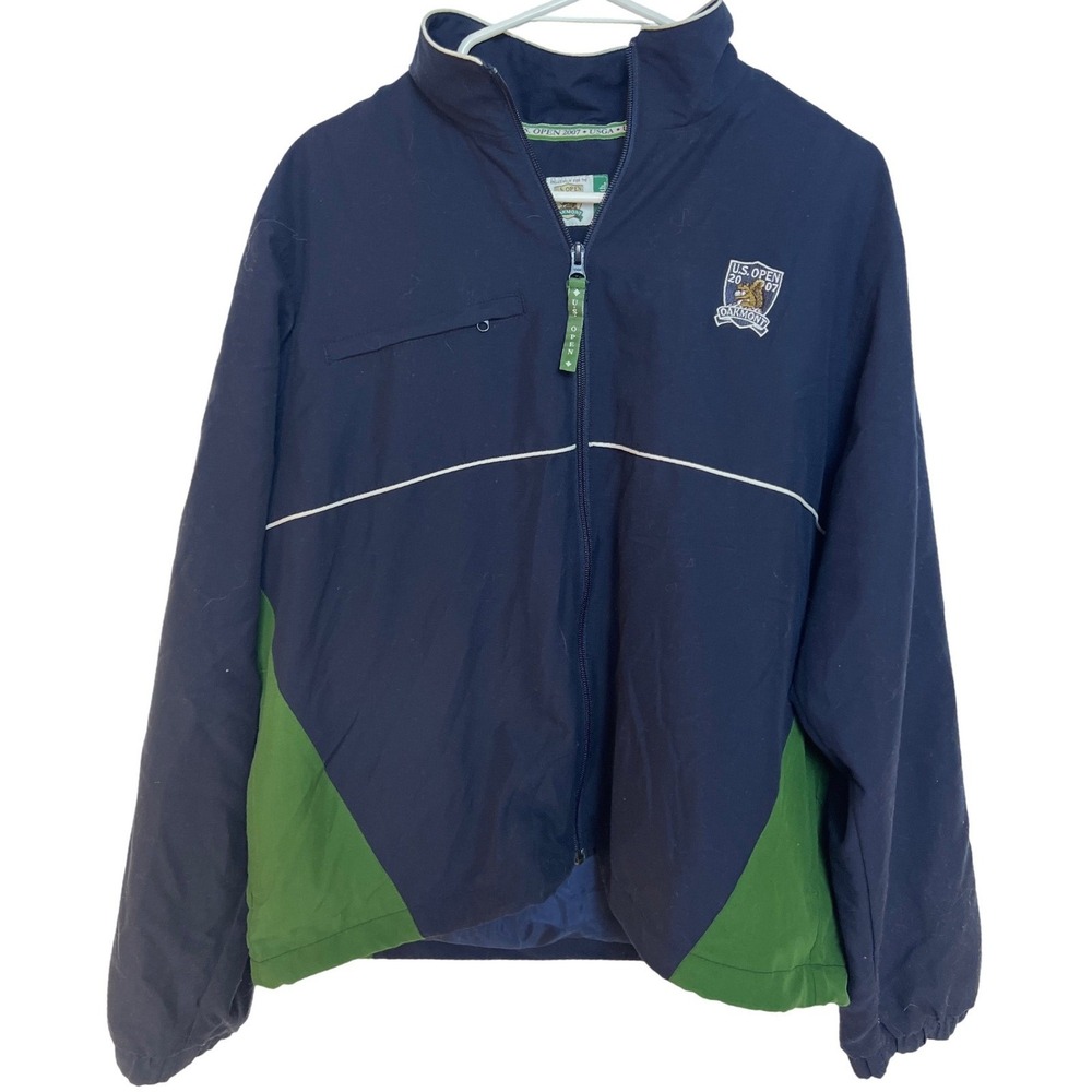 Ashworth US Open 2007 Oakmont Golf Windbreaker Jacket Navy Blue Green Women XL